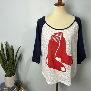 ❄️Victoria's Secret Pink 5th & Ocean BOSTON RED SOX Baseball Raglan Shirt Medium